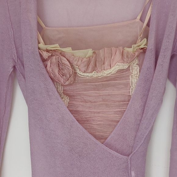 UCB Wool Sweater + Lovely Pink Rose Italian Top - Picture 2 of 8